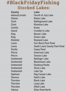 The 2023 stocked lakes list for Black Friday fishing